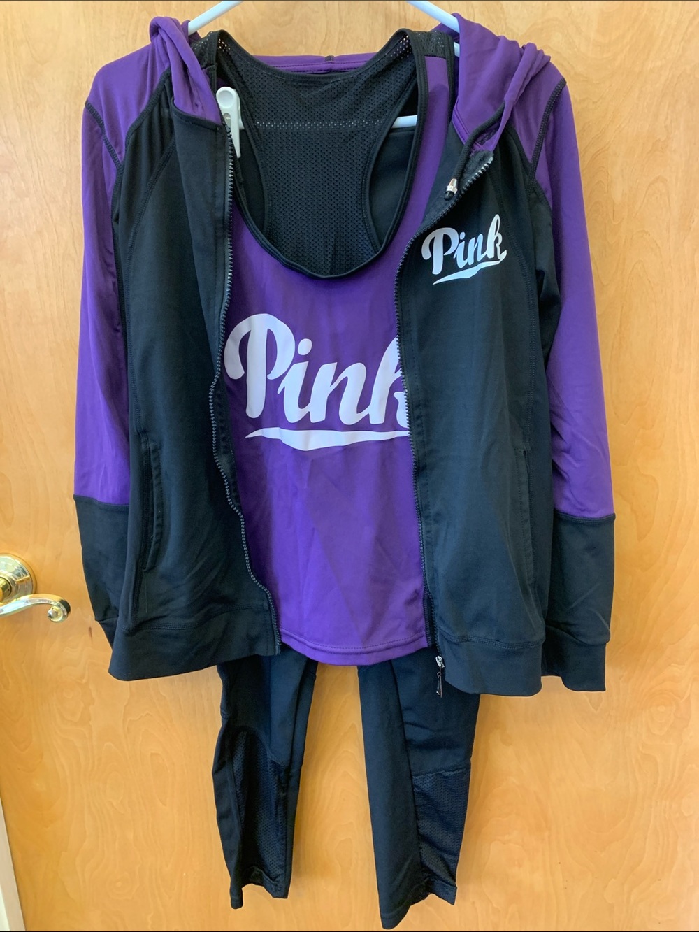 PINK Victoria's Secret 3pc Set with Leggings, Tank top, & Full Zip Jacket